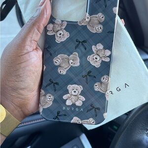 Burga Teddy Bear Patterned Phone Case - Blue